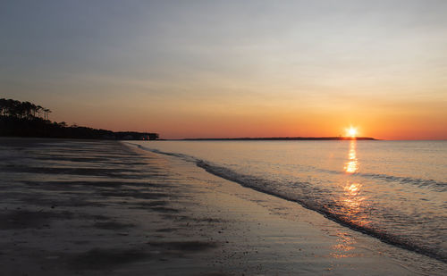 Scenic view of sea against sky during sunset
