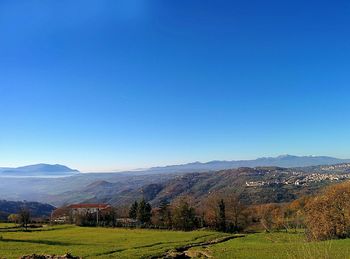 Scenic view of landscape against clear sky