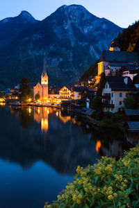 Scenic view of buildings along river