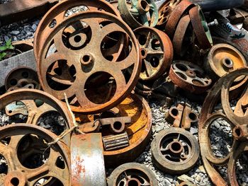 Close-up of rusty wheel