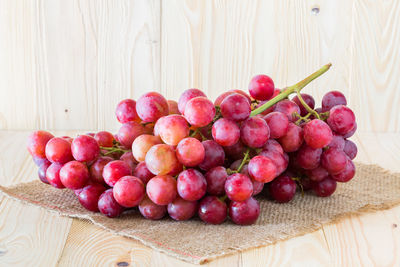 High angle view of grapes on table