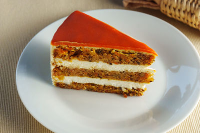 Close-up of dessert in plate on table