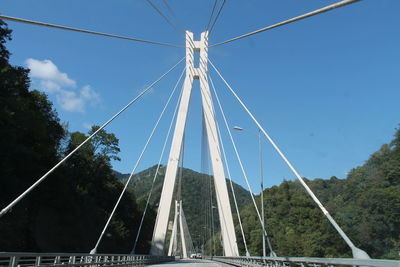 Low angle view of suspension bridge