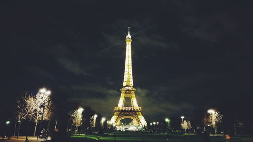 Low angle view of building against sky at night