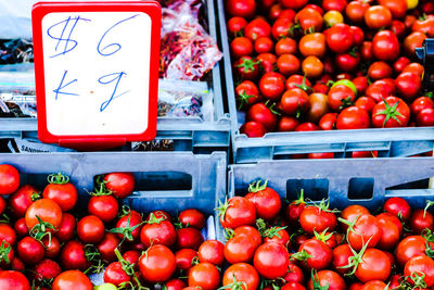 Tomatoes for sale in market