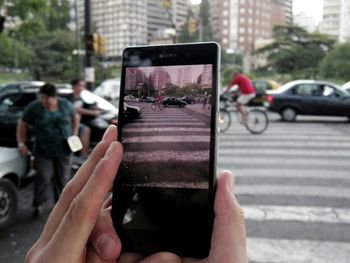 Cropped image of person on road