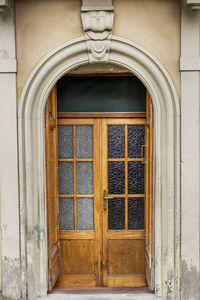 Closed door of old building