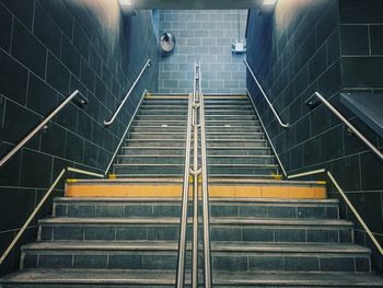 High angle view of escalator at subway station