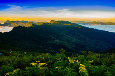 Scenic view of landscape against sky during sunset