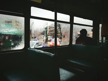 View of building through window