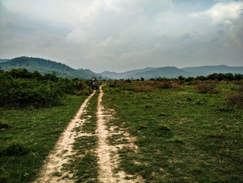 Scenic view of agricultural landscape against sky