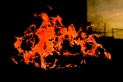 Close-up of bonfire at night