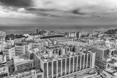 High angle view of townscape against sky