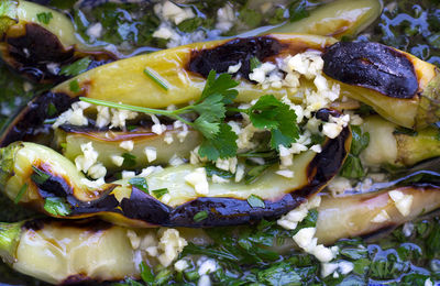 Close-up of food served in plate