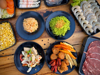 High angle view of food on table