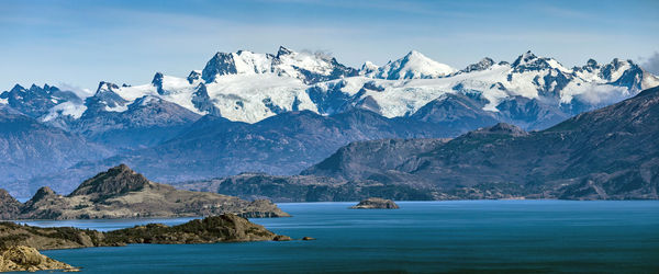 Adventure cordillera de los andes at lago general carrera, southern chile, patagonia