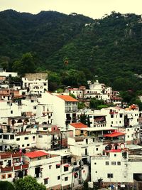 High angle view of buildings in city