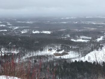 Scenic view of lake against sky during winter