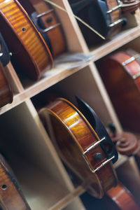 Close-up of violins