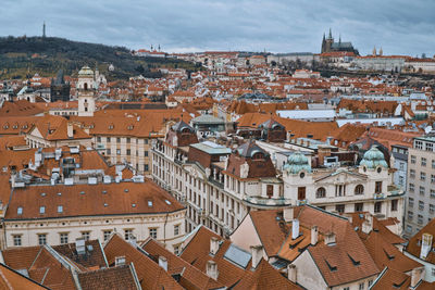 High angle view of townscape against sky