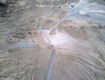 High angle view of water flowing through land