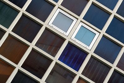 Full frame shot of glass window in building