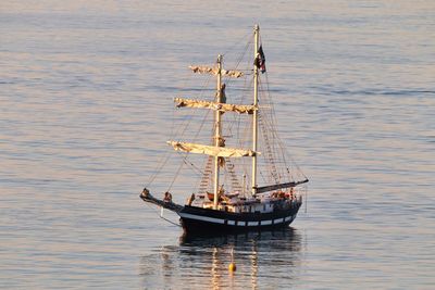 Sailboat sailing in sea