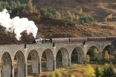 View of train arch bridge