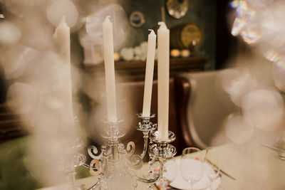 Close-up of glass decoration on table