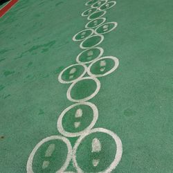 High angle view of green ball on grass