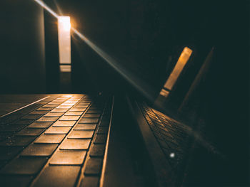 High angle view of illuminated lamp