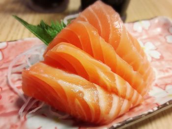 Close-up of sushi served on plate