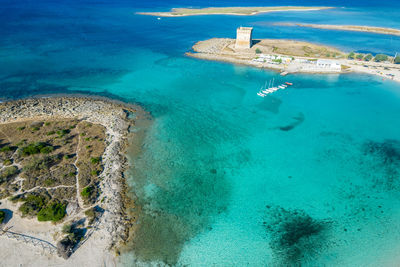 High angle view of beach