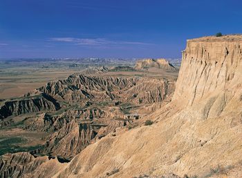 Scenic view of rocky cliff at bardenas reales