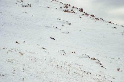 High angle view of people on land during winter
