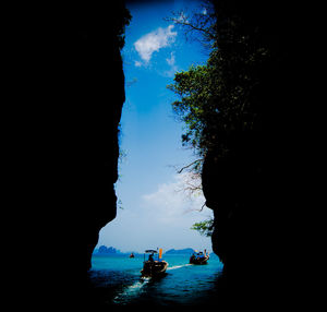 Boat sailing in sea