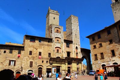 Low angle view of cathedral against blue sky