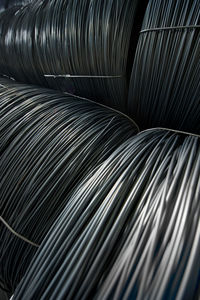 High angle view of barbed wires in industry