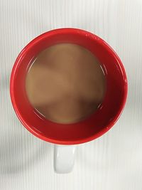 Directly above shot of tea in bowl on table