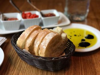 Close-up of food at table