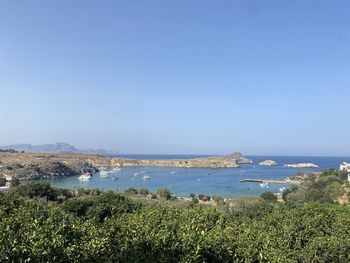 Scenic view of sea against clear sky