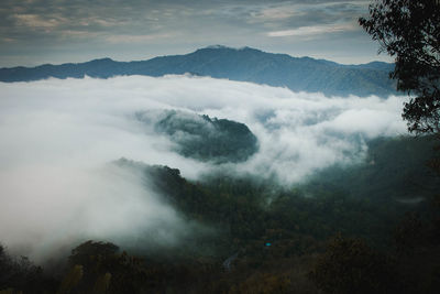 Scenic view of mountains against sky