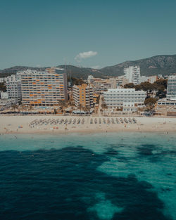 Drone footage over mallorca hotels and beach