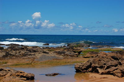 Idyllic shot of sea against blue sky