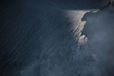 High angle view of rock formations on land