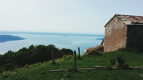 Scenic view of sea against clear sky