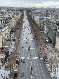 High angle view of buildings in city