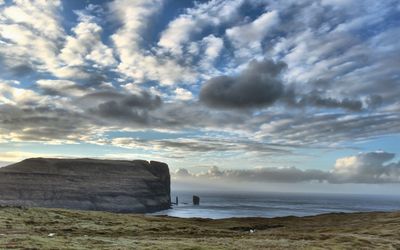 Scenic view of sea against cloudy sky