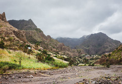 Scenic view of mountains against sky