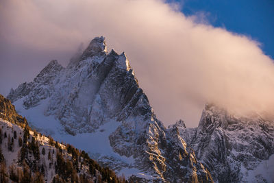 Panoramic view of snowcapped mountains against sky